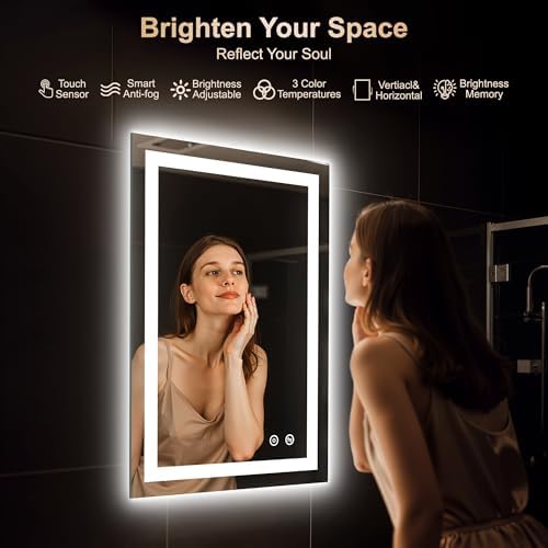 Delma LED Mirror for Bathroom 30x20 Inch, Dimmable Front & Backlit Vanity Mirror - Image 2