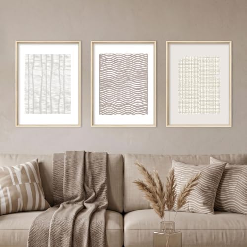Aryroi Beige White Abstract Neutral Framed Canvas Wall Art Set- 12"x16"x3 - Image 2