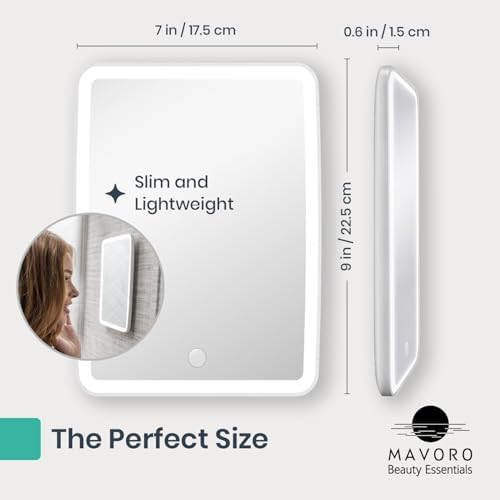 Mavoro 7x9 LED Makeup Mirror | Glass | 3M Wall Mount | Table Stand - Image 3