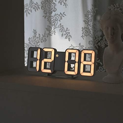 mooas 3D Pure mini White Gold LED Clock, 8.5" Multi-Function, Wall/Table by mooas