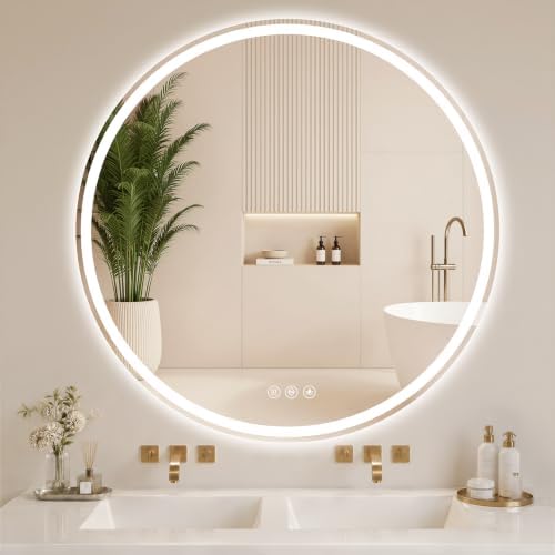 BEAUTYPEAK 48 Inch Round LED Bathroom Mirror by BEAUTYPEAK