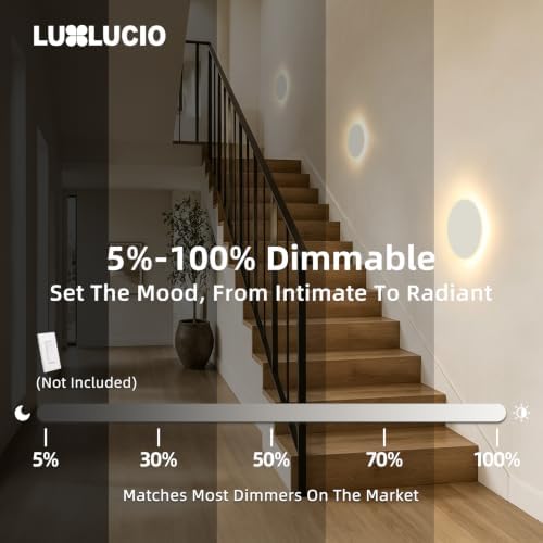 Hardwired 6.7" Round Backlit White Modern Indoor LED Wall Sconce - Image 6