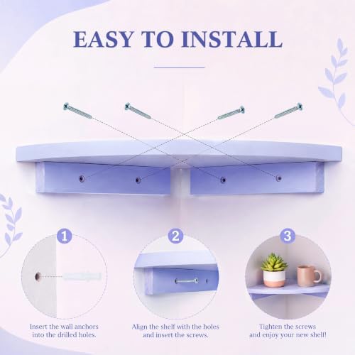 RattanView Corner Floating Shelves Set of 4 Macaron Corner Shelf Wall Mount - Image 6
