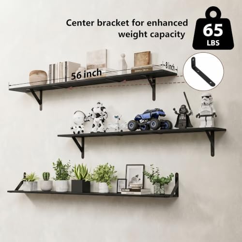 WOPITUES Long Wall Shelves 56″W x 8″D, Floating Book Shelves Max Load 65lbs - Image 3