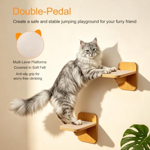 3-in-1 Wall-Mounted Cat Furniture, Solid Wood Cat Tree, Wall-Mounted Perch - Image 2