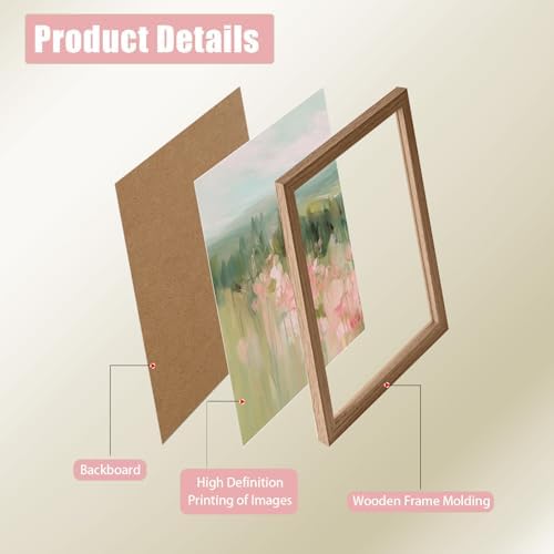 Green and Pink Landscape Canvas Wall Art 3Pcs Framed Home Decor 24X16 Inch - Image 5