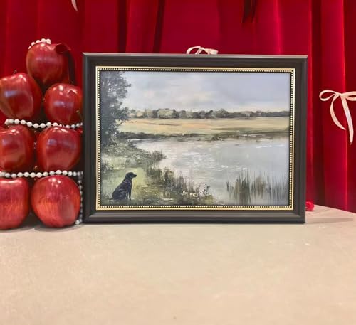 Vintage Gold Framed Canvas Wall Art Retro Nature Landscape Green 3D Textured - Image 4