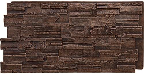EverStone Cascade Faux Stone Panel, 48 5/8"W x 24 3/4"H x 1 1/4"D, Sequoia by EkenaMillwork