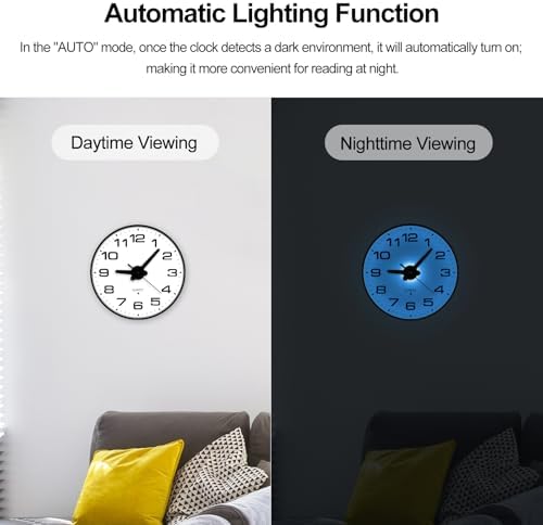 JoFomp Lighted Wall Clocks Battery Operated, 8 Inch Small Wall Clock - Image 3