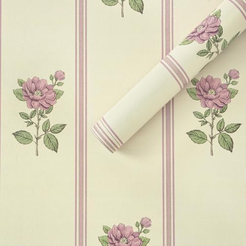 Guvana Peel and Stick Wallpaper Pink Stripe Wall Paper Floral Contact Paper by Guvana