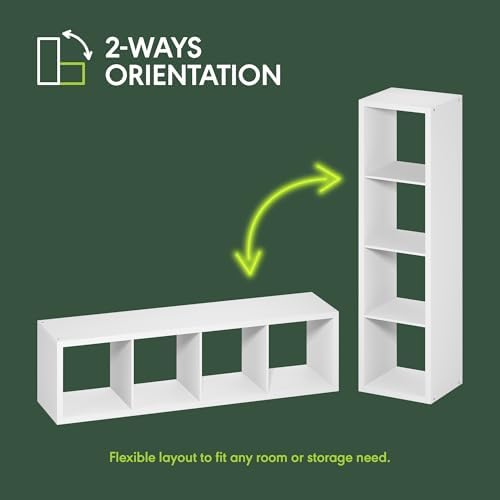 Furinno Cubicle Book Shelf, Vertical 4-Cube Bookshelf, Extra Thick Horizontally - Image 5