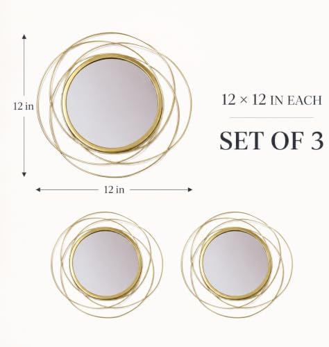Gold Sunburst Mirror 12x12 Inch, Metal Sun Wall Decor, Small Round Decorative - Image 4