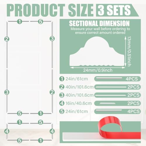 Pangda 3set Peel and Stick Wall Molding Kit 3D Premade - Image 2