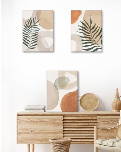 HesenDot Abstract Botanical Wall Art Set of 3, 40x60CM Neutral Plant Framed - Image 5