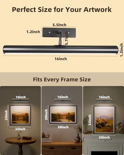 EZVALO 16in Picture Lights for Wall, 6000mAh Rechargeable Art Lights - Image 4