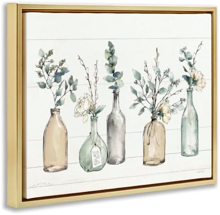 Botanical Bottles and Plants Vases, 16 x 20 Inch Canvas in Floater Frame - Image 3
