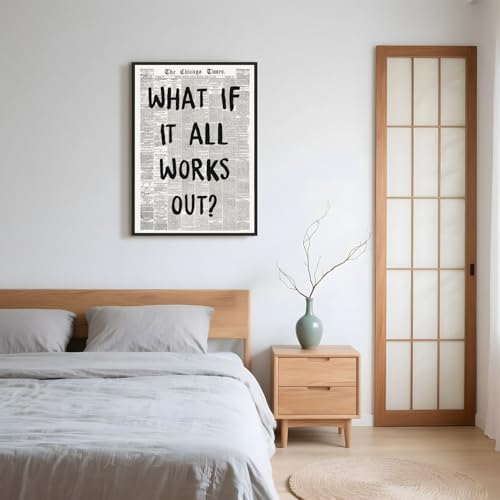 Framed What If It All Works Out Wall Art Black and White Newspaper Poster - Image 5