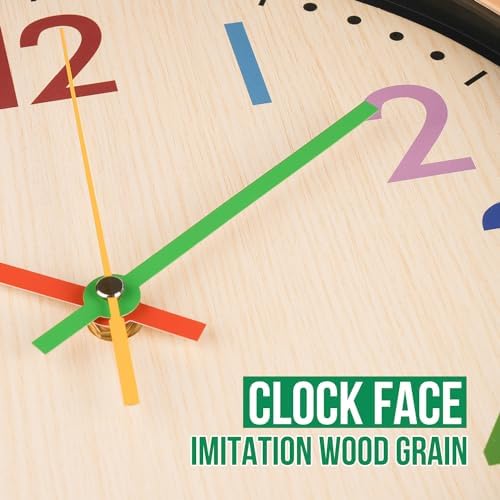 Kids Wall Clock Silent Non-Ticking Colorful Childrens Clock Round Decorative - Image 5