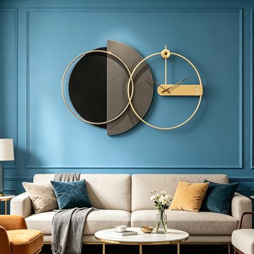 Mid Century Modern Wall Clock 3D Luxury Large Geometric Silent Non Ticking by PSYCHEGOD