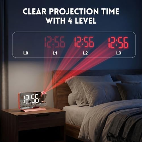 Projection Clock, Alarm Clocks for Bedrooms, 7.3"Mirror Bedside Clock - Image 3