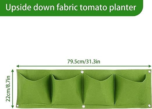 AYNEFY 4Pcs 4 Pocket Hanging Planter Bags, Wall Mounted Reusable Degradable - Image 6