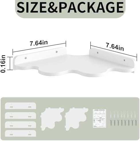 Cloud Corner Shelf Wall Mount, 2-Tier Floating Wavy Corner Wall Shelves - Image 2