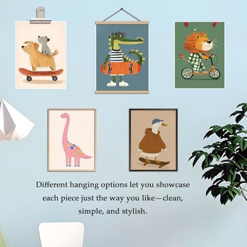 SAMHOU Kids Room Wall Art Set of 9, Funny Cute Cartoon Animal Canvas Prints - Image 4