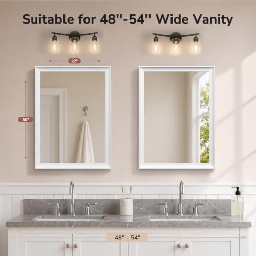 USHOWER 2 Pack 22x30 Inch White Bathroom Mirrors - Image 2