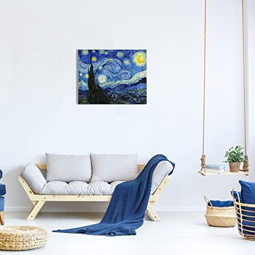 1 KINGO Van Gogh Canvas Wall Art: Starry Night Landscape Painting Picture - Image 6
