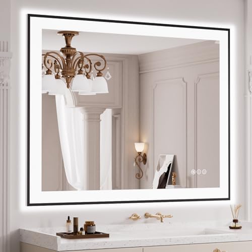 LOAAO 40"X30" LED Bathroom Mirror Black Framed by LOAAO
