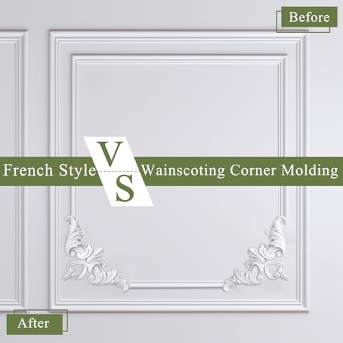 8pcs Corner Wall Molding, Wainscoting Floral Molding - Image 6