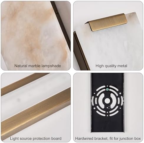 14.2 in Brass Alabaster Wall Sconces, Natural Marble Wall Sconces Indoor - Image 4