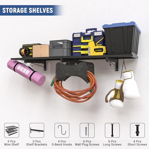 Garage Wall Shelf, Heavy Duty Garage Shelving, Metal Floating Storage Rack - Image 6