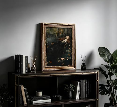 Vintage Gold Framed Ophelia Wall Art, Victorian Gothic Oil Painting Canvas Print - Image 6