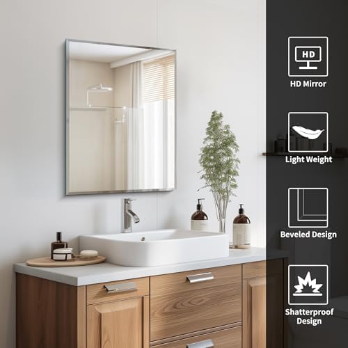 CILIBER Beveled Mirror, 18x24 Frameless Beveled Bathroom Mirrors - Image 5