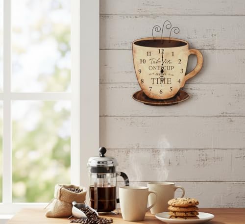 Young's Wood Take Life Coffee Wall Clock, Decorative Kitchen Wall Clock - Image 4