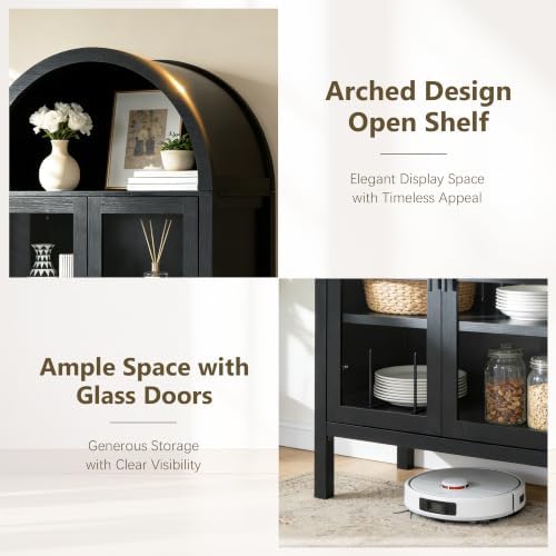 4-Piece TV Stand Set with Storage Towers, Glass Doors - Image 5