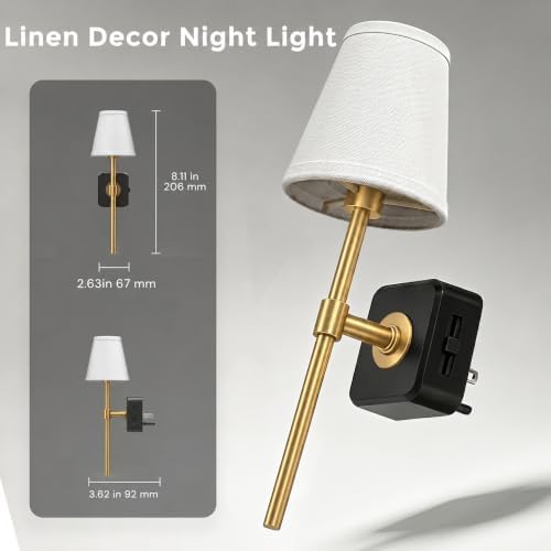 L LOHAS LED Night Light, Premium Fabric Linen Shade Plug in Night Light - Image 2