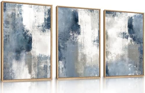 LHIUEM Large Abstract Brush Strokes Framed Canvas Wall Art Set, Modern Color by LHIUEM