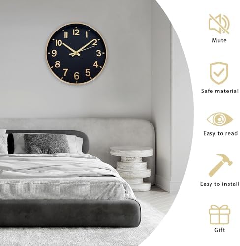HZDHCLH 8 Inch Wall Clock Battery Operated Silent Non Ticking Black Modern - Image 4