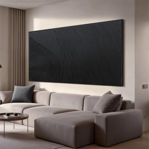 Large Black Abstract Wall Art Modern Hand-Drawn Canvas Wall Art Decor by TQJYILUFAART