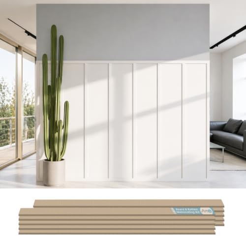 Art3d Premade Paintable Board and Batten Wainscoting Kit, 167.32 x 70.08 in by Art3d