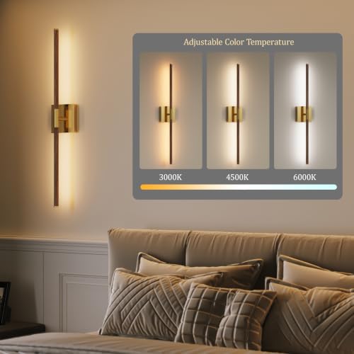 Morauroral Walnut Gold Battery Operated Wall Sconces - Image 6