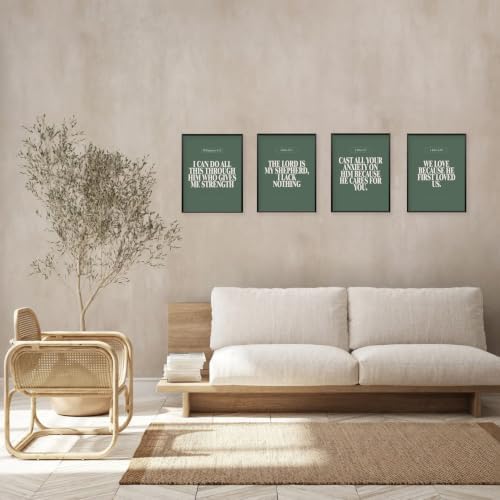 Locomiss Green Christian Modern Sage Green Bible Verse Wall Art Decor - Image 4