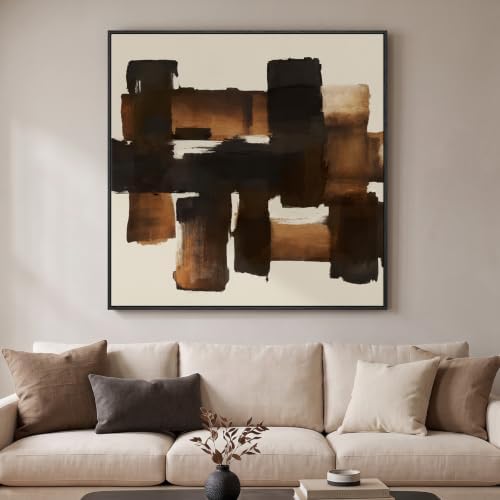Extra Large Framed Brown Black Abstract Wall Art by Cuspin