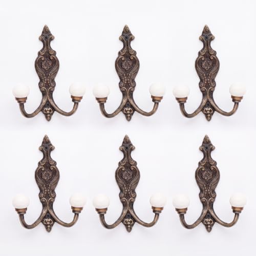Indian Shelf 6-Pack White Ceramic Double Wall Coat Hooks by IndianShelf