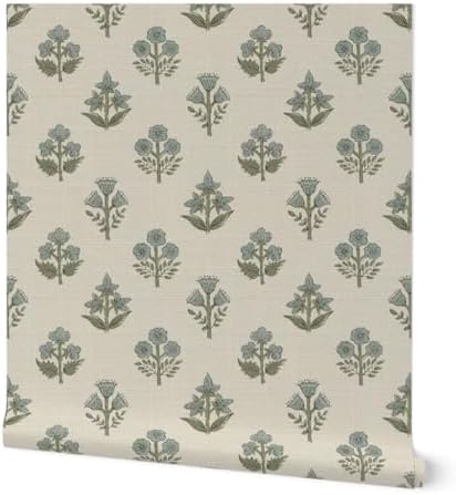 Spoonflower Block Print Neutral Peel and Stick Wallpaper by Spoonflower