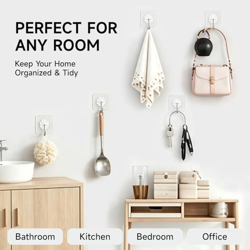 16 Pack Crystal Clear Adhesive Hooks - Image 5
