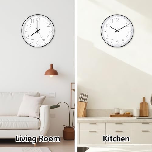 Wall Clock 2 Pack 12 Inch Silent Wall Clocks Battery Operated - Image 4