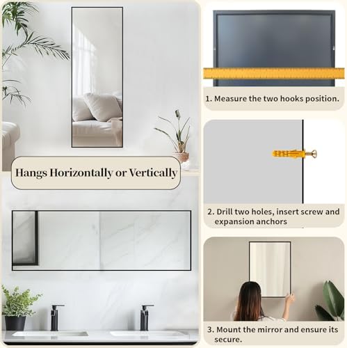 Sunniry 16x48 inch Black Wall Mirror, Matte Metal Frame - Image 5